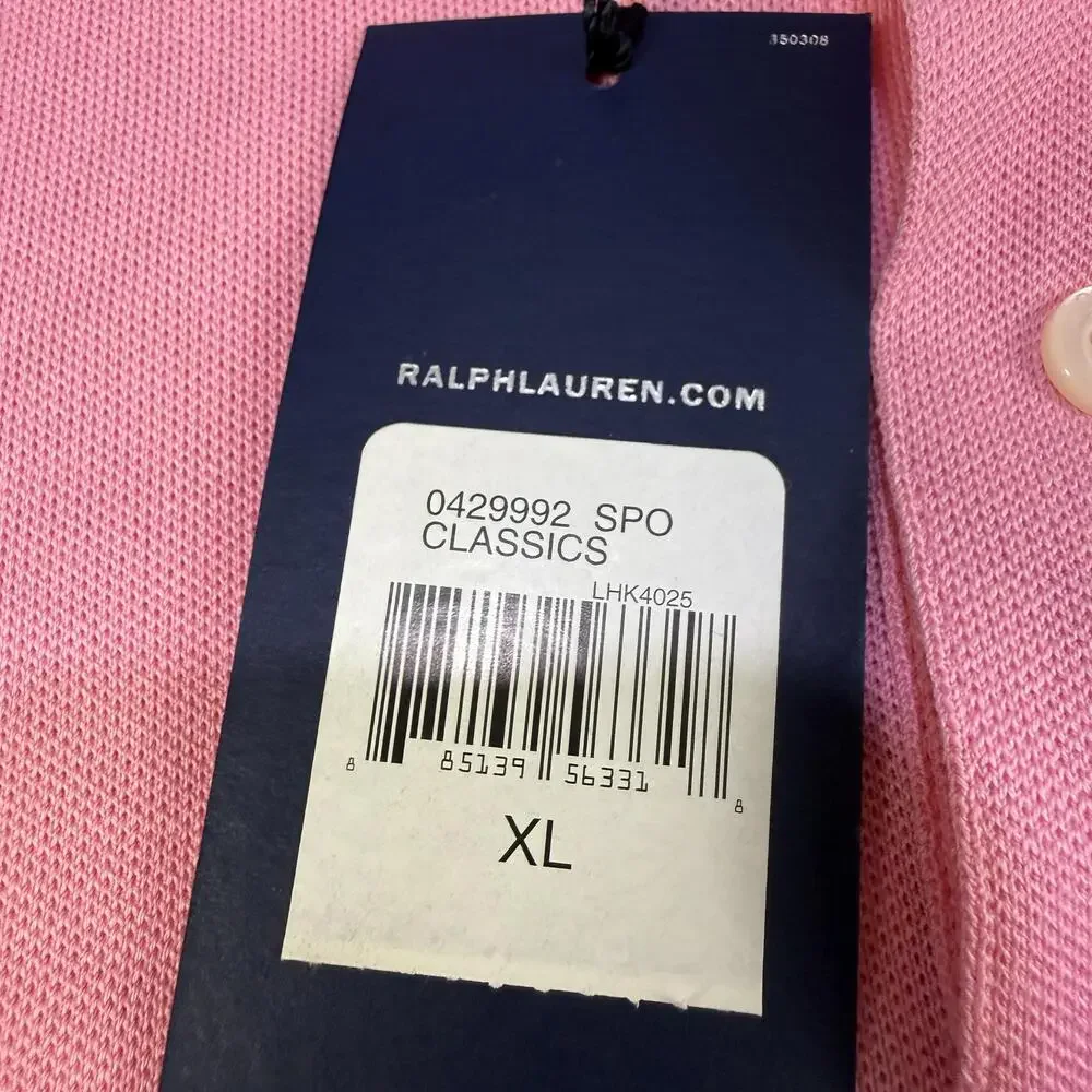 Ralph Lauren Golf Polo Shirt Mens XL Pink Classic Golf Fit Cascata Logo Short